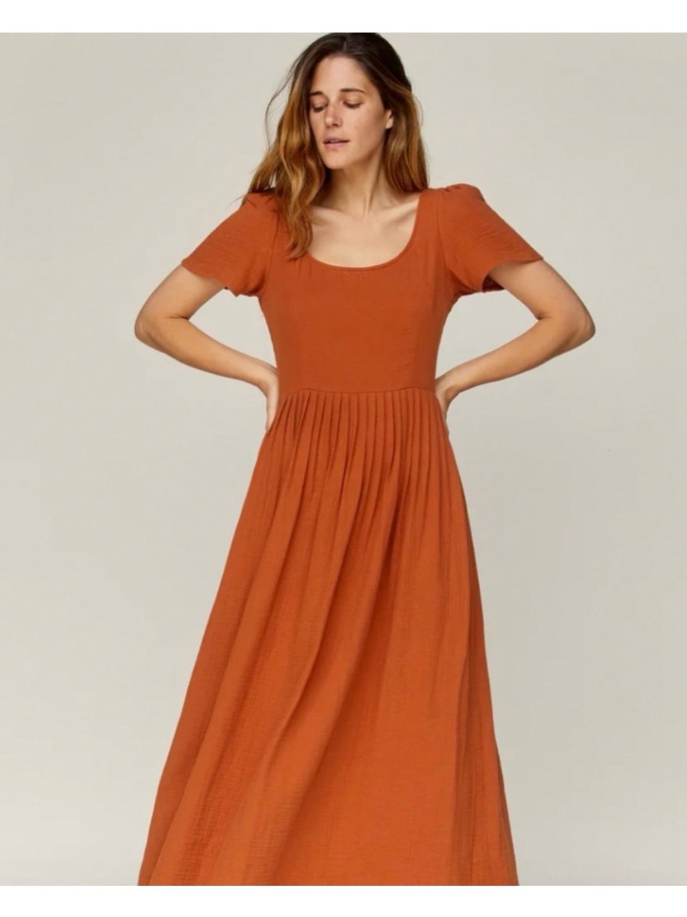 Christy Dawn the Scarlette Dress in Rust Orange Short Sleeve Maxi Dress